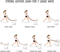 Multi Function 8ft Leather Dog Leash - Brown / 8ft*1/2inch - image 2