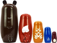 HYCLES Nesting Dolls Russian Matryoshka Wood Stacking Nested Set - ② brown bear - image 3