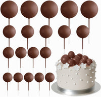 ASTARON 20 Pcs Gold Balls Cake Topper Decorations for Birthday Cake - Brown