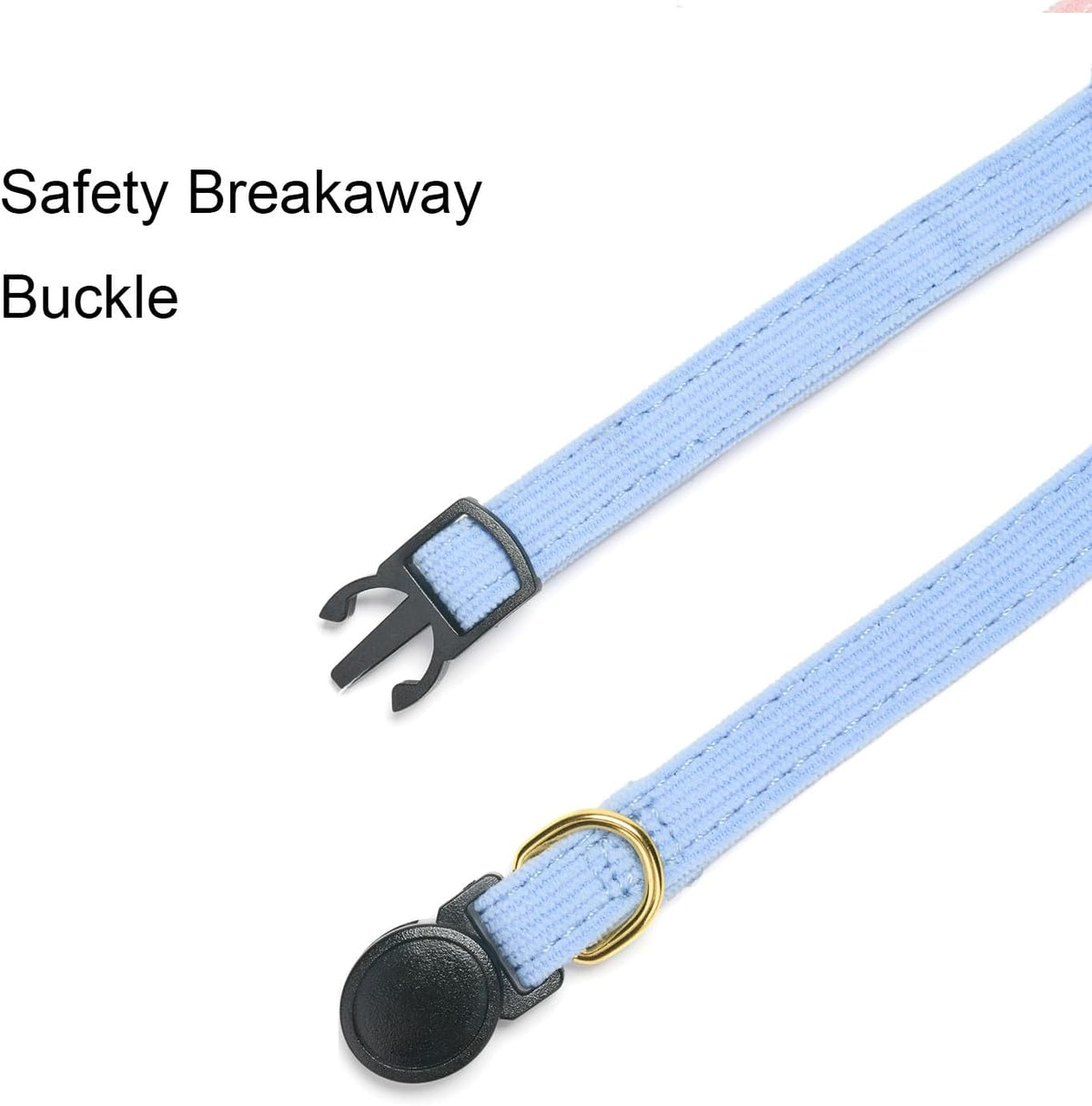 Breakaway Cat Collar with Bow Tie and Bell Adjustable Soft Corduroy - Extra Small: Neck 6" - 9.4" / Blue - image 4