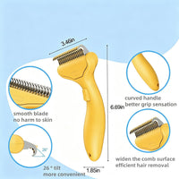 Undercoat Rake for Dogs & Cats, Self‑Clean Deshedding Brush - Yellow - image 3