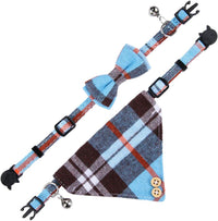Faleela Breakaway Cat Collar with Bells - Blue bow+bandana - image 2