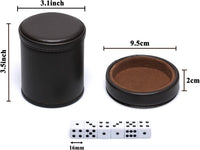 Leatherette Dice Cup with Lid Includes 6 Dices - Chocolate - image 4