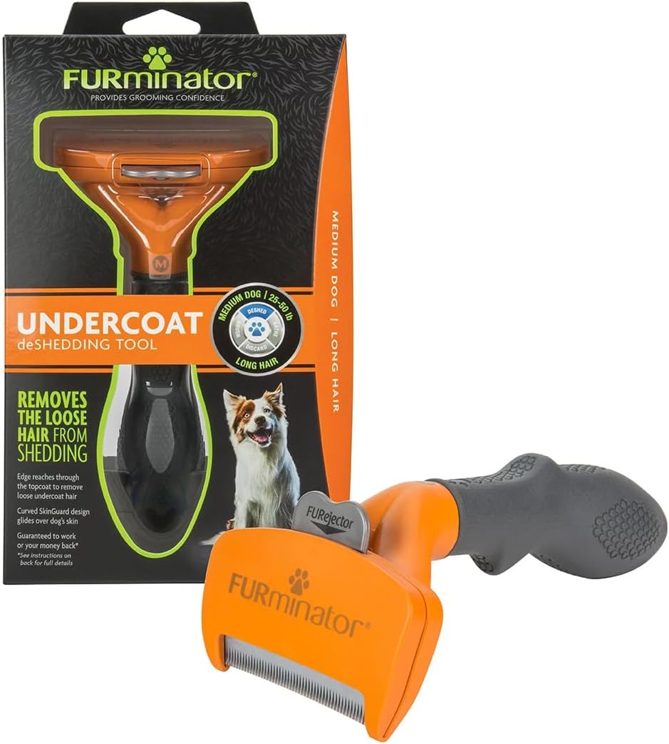 FURminator Large Dog Undercoat deShedding Tool for Long Hair – Essentials for Dogs - long hair - new model / Medium