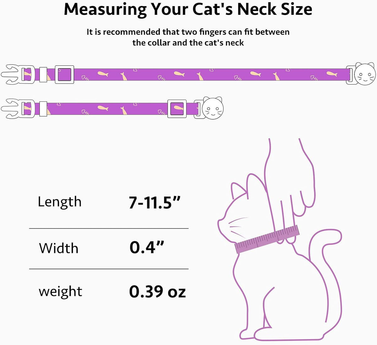 2 Pack Cotton Cat Collar Pink Strawberrie White Heart Cute Kitten - Orange&Purple - image 3