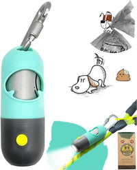 Dog Poop Bag Holder Dispenser with LED Flashlight – Essentials for Dogs - Green