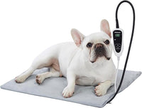 pettycare Pet Heating Pad for Dog Cat, Electric Heating with Steel-Wrapped Cord, 25-Level Timer & 11-Level Temperature Indoor Warming Pads Easy Clean for Puppy Cat Dog M 18x18inch