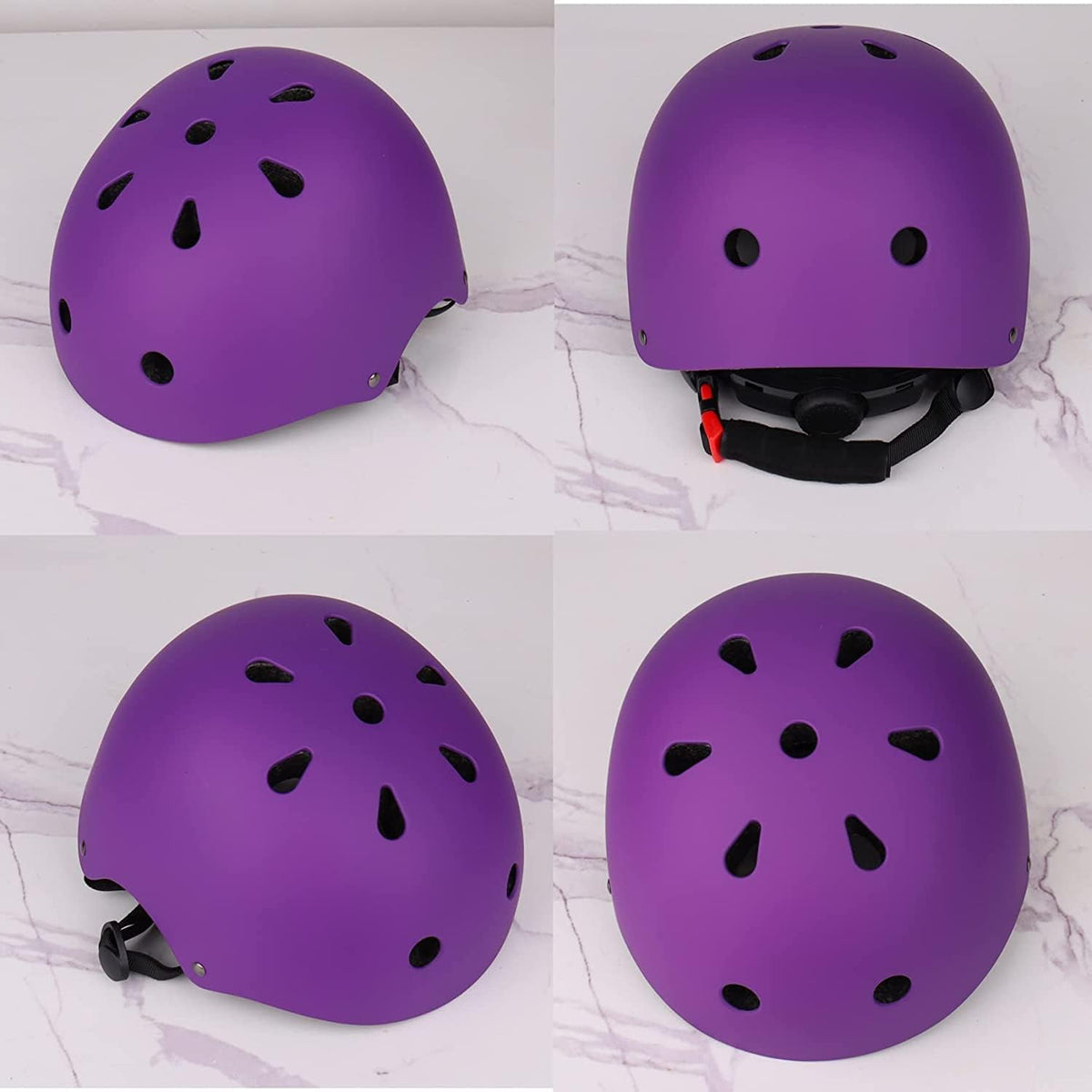 Adjustable Kids Helmet with Knee Pad, Elbow Pads & Wrist Guards - purple / Small( 3- 8 years ) - image 2