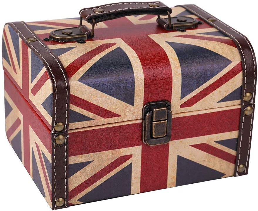 WaaHome Treasure Box 7.1'' British Flag Decorative Wooden Jewelry - UK Flag