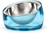 Felli Pet Oblik Acrylic Raised Dog Food Water Bowl Stainless Steel - Sapphire / 1.5 Cups Oval Dish