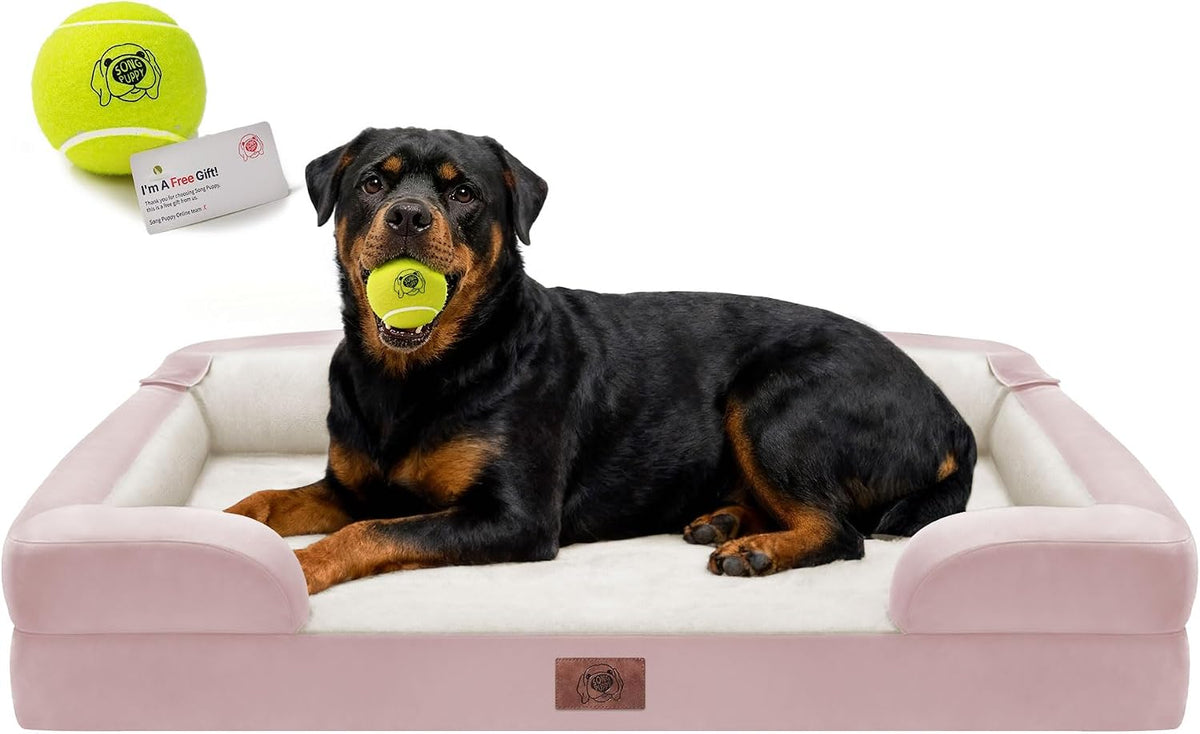 Waterproof Orthopedic Dog Bed for Extra Large Sized Dogs – Essentials for Dogs - 45 x 35 x 9 in / Pink