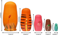 HYCLES Nesting Dolls Russian Matryoshka Wood Stacking Nested Set - ⑤ lion - image 3