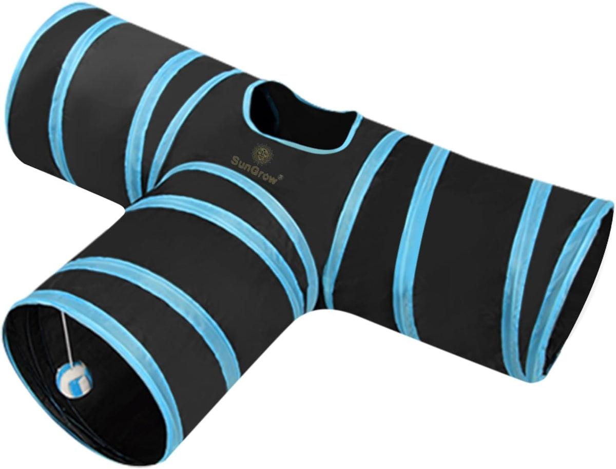 SunGrow Collapsible Tunnel for Cat - Turquoise and Black - image 2
