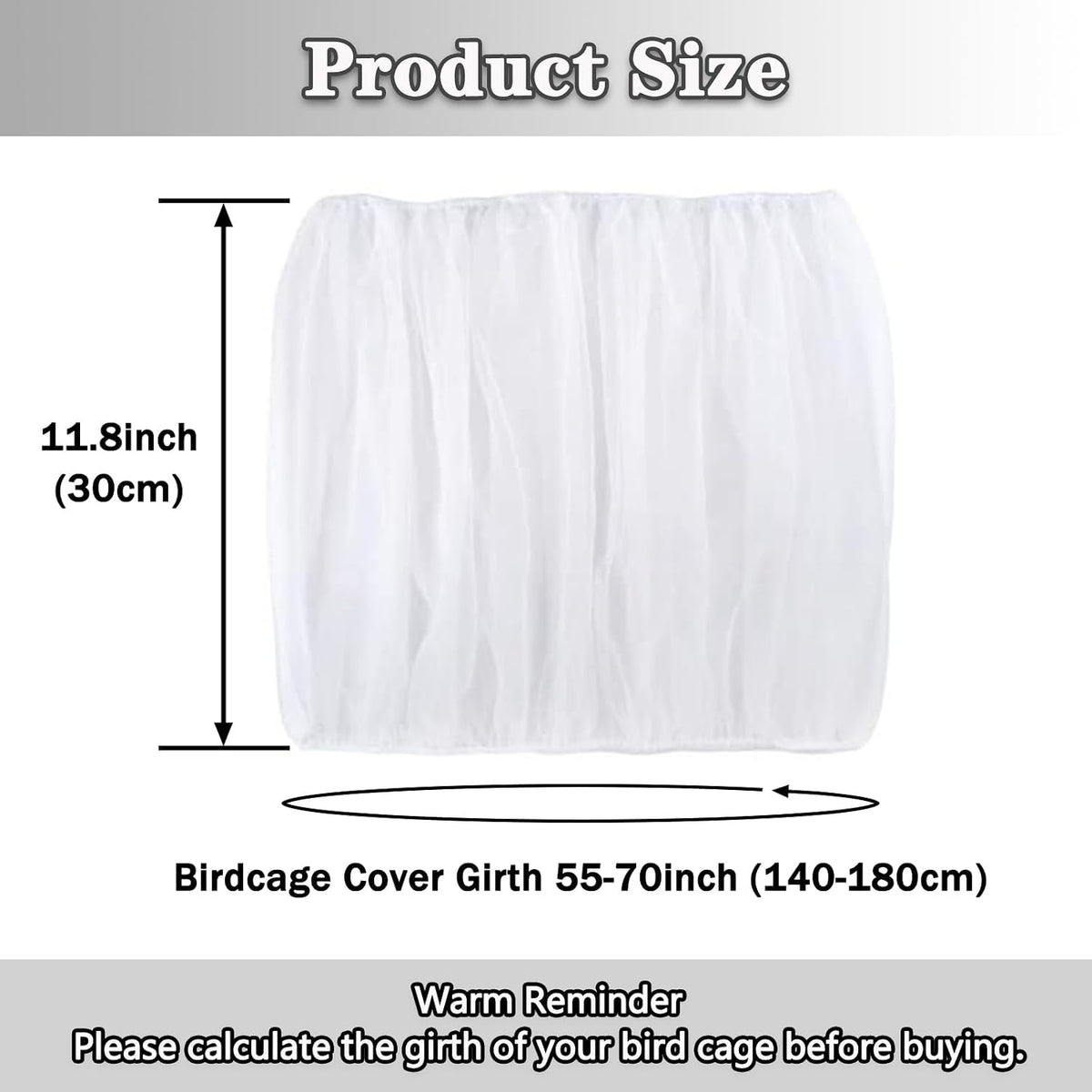 Adjustable Bird Cage Netting - White / Circumference 55″-71″, height 11.8″ - image 2