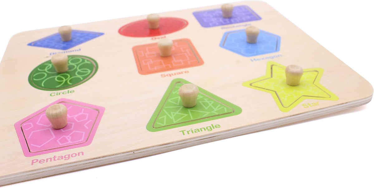 Aile Toddler Wooden Preschool Learning Shape Peg Puzzle Board Toys – Fun for Kids & Family - Shape Puzzle - image 4