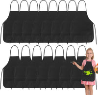 PLULON 8 Pcs Colorful Apron Kids Aprons for Painting Cooking Art Smock – Fun for Kids & Family - Black / 30