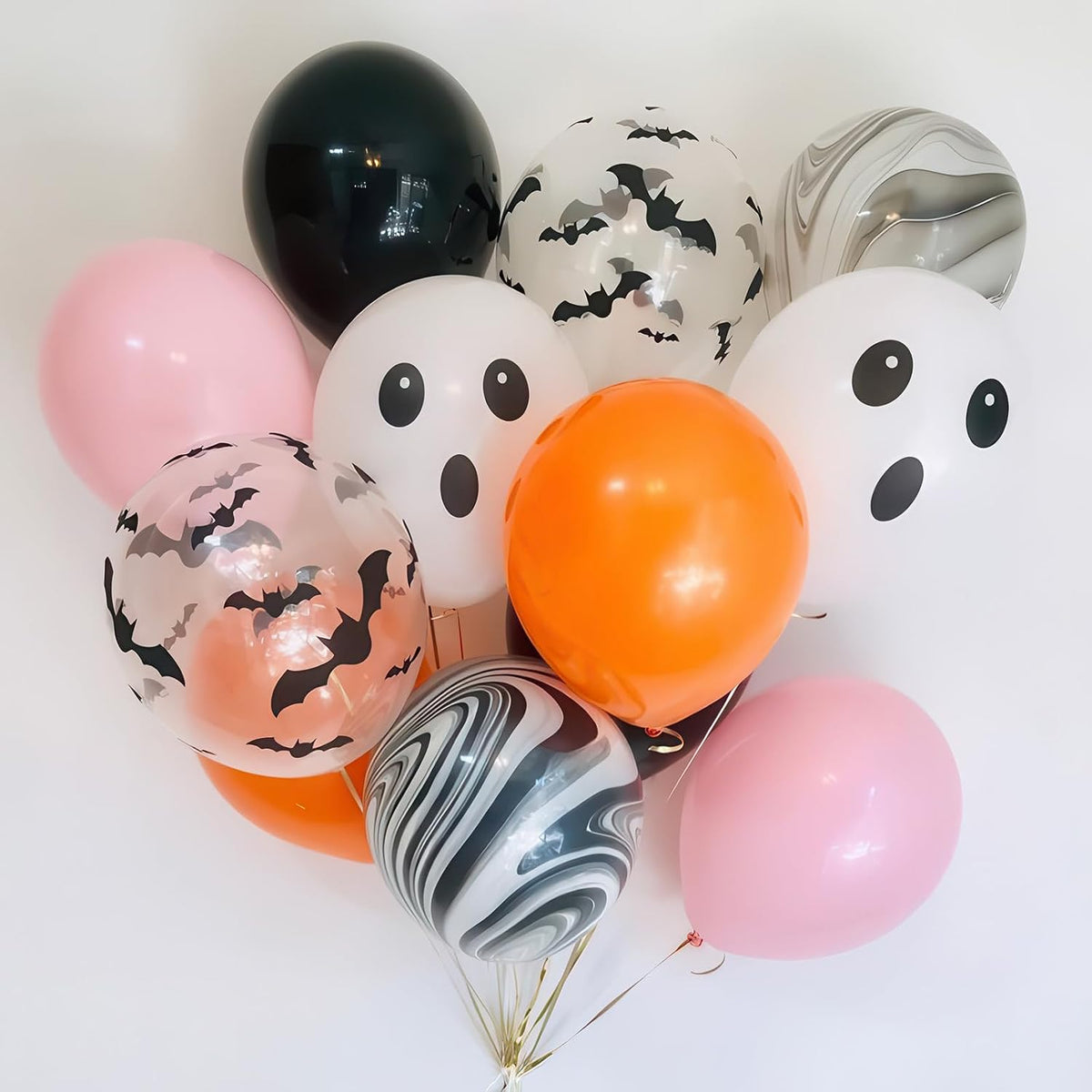 Froova black and white Halloween balloons with ghost and bat prints and bat stickers - view 34