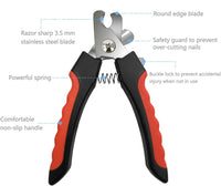 Pet Nail Clippers and Trimmers Set Safety Guard to Avoid Over Cutting - Red - image 2