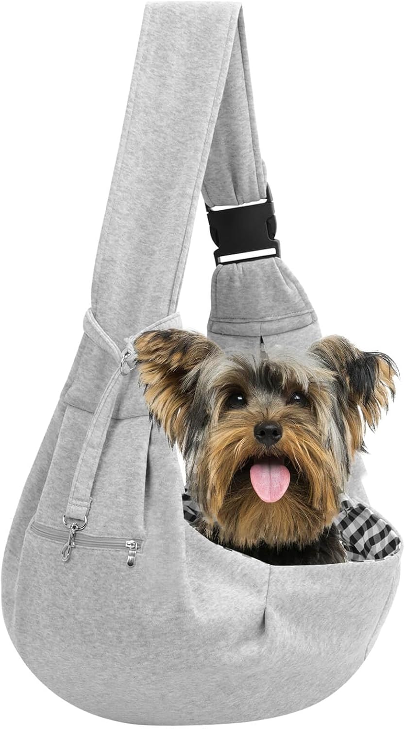 Adjustable Dog Sling Carrier with Pocket - Gray