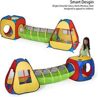 UTEX 3 in 1 Pop Up Play Tent with Tunnel - Red/Yellow & Square Tent - image 2