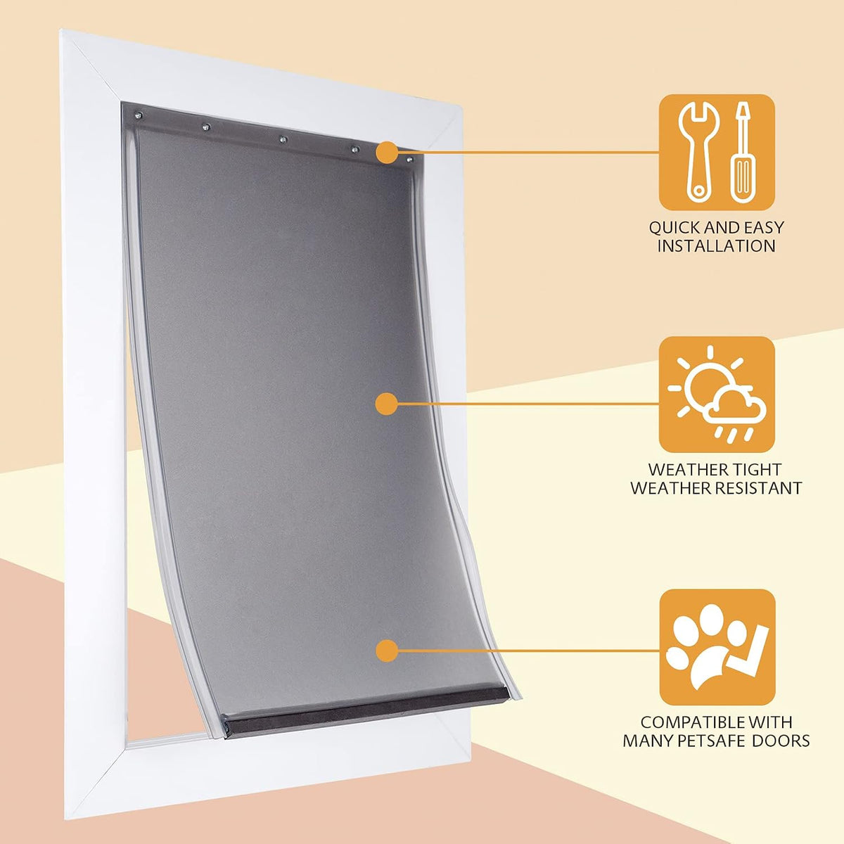 AMZOO Large Replacement Dog Door Flap PetSafe 16 7/8” x 10 1/8” - Matte Gray / Extra Large / 1 - image 3