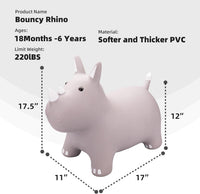 ZOOJOY Inflatable Horse Hopping Toy - Grey Rhino - image 4