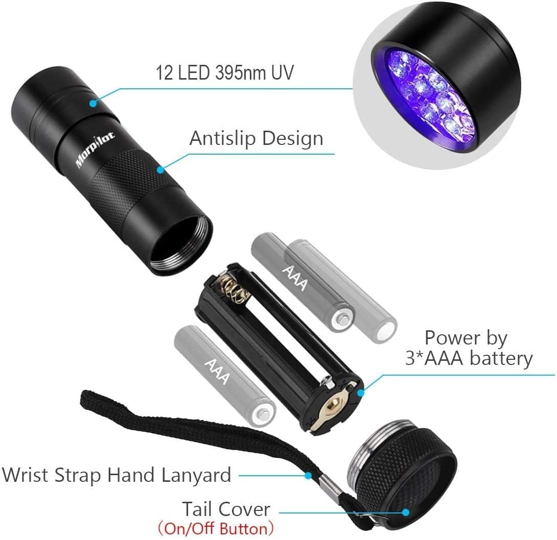 morpilot Mini UV Blacklight Flashlight - 2 Count (Batteries Not Included) - image 4