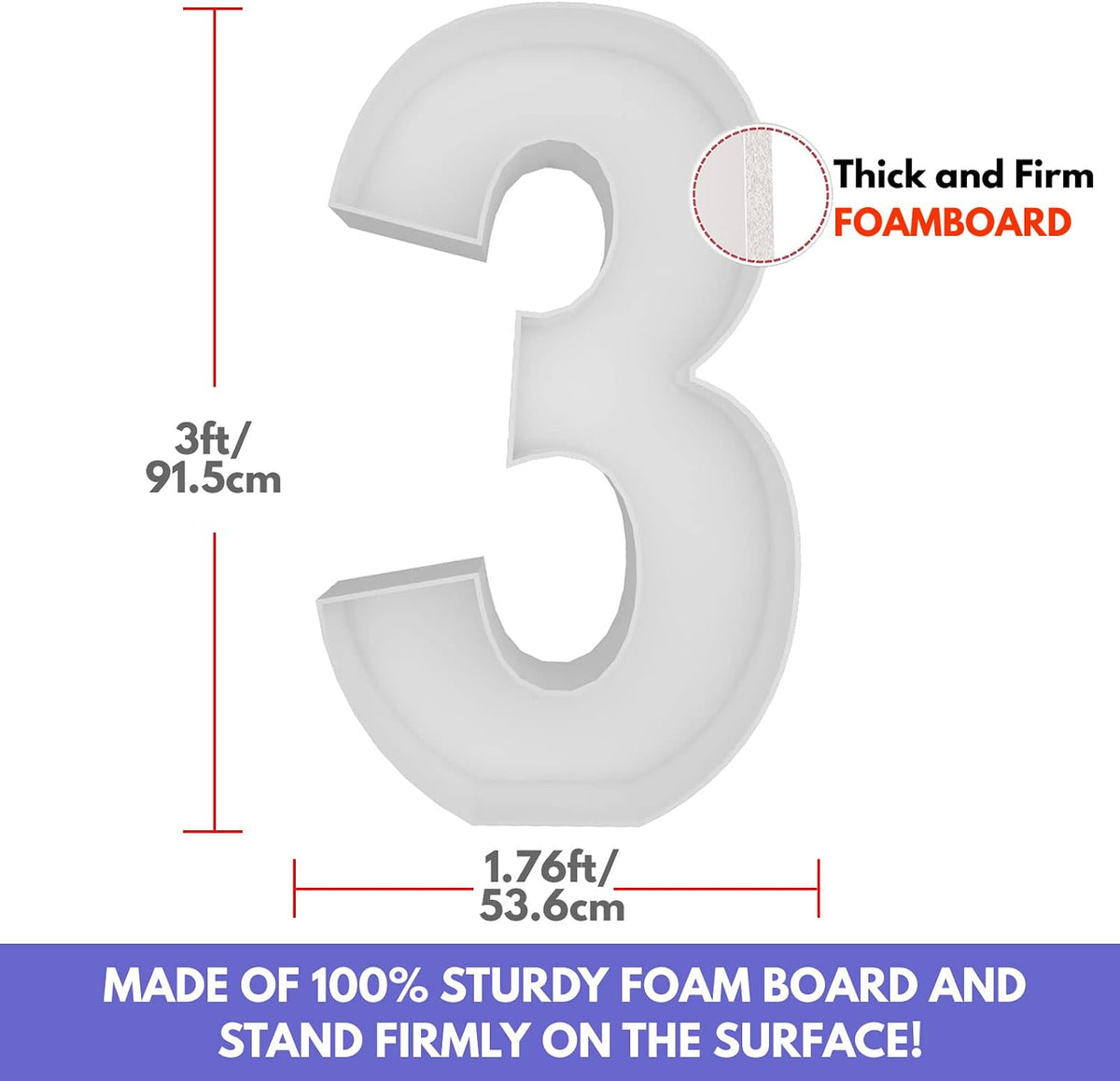 JoyBox Design 3FT DIY Mosaic Balloon Number 1 Frame - Number 3 - image 4