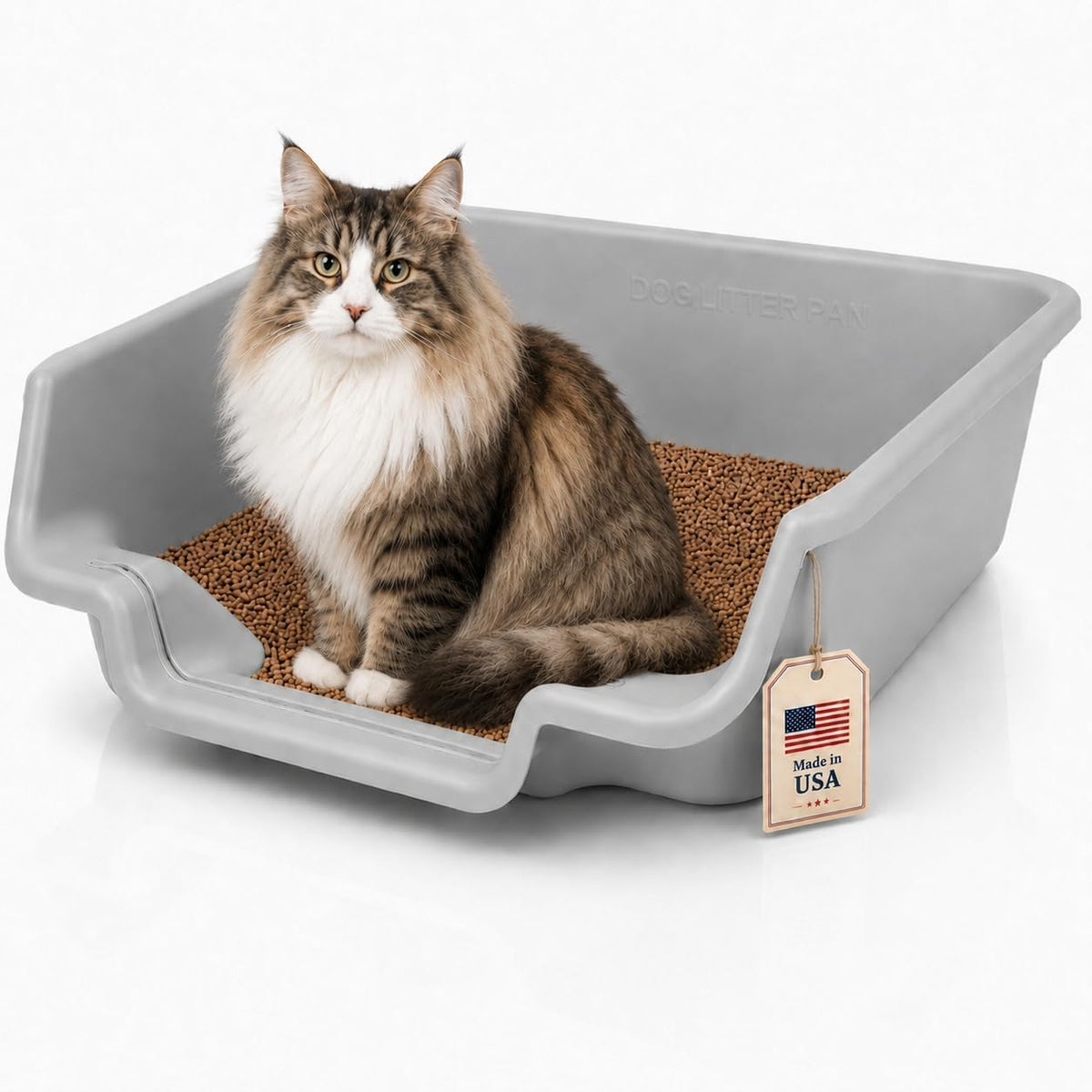 KittyGoHere Senior Cat Litter Box Jumbo Low Entry Open Top - Misty Gray / Jumbo