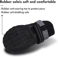 Dog Shoes, Waterproof Dog Boots & Paw Protectors with Anti-Slip Sole, 4pcs/Set Pet Dog Booties, Reflective Dog Shoes for Small Medium Large, Winter Snowy Summer Hot Pavement (Black, 4# (S))