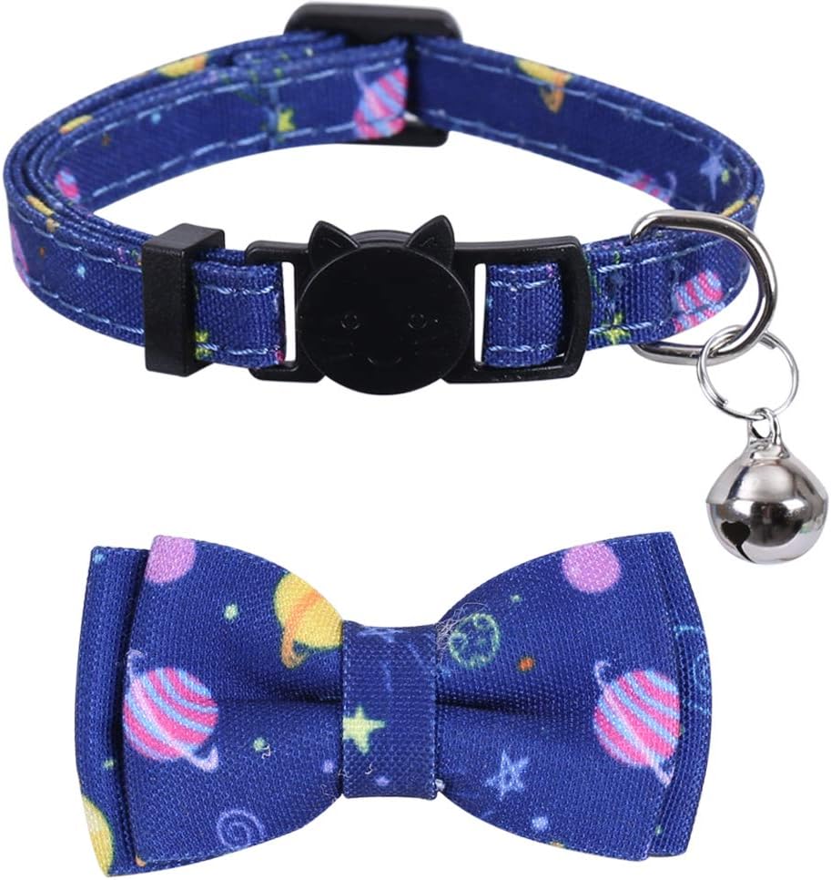2 Pack Cat Collar Breakaway with Cute Bow Tie and Bell for Kitty - image 2