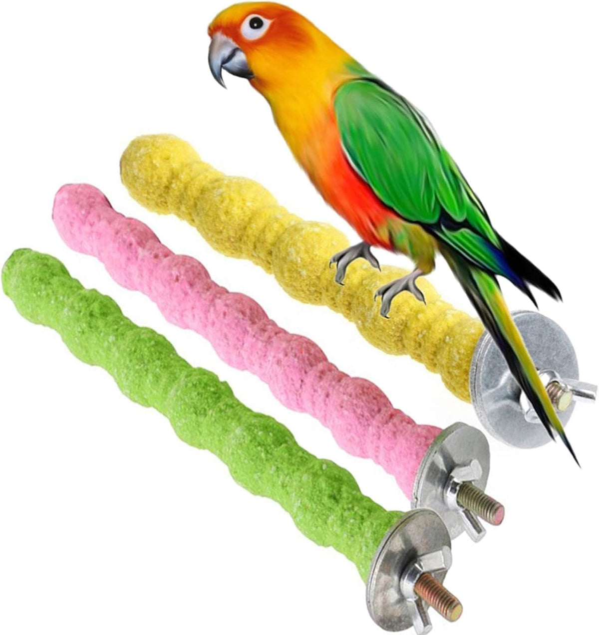 3PCS Bird Perch Parrot Stand Cage Accessories Natural Wooden Stick - 3PCS,7.87inch