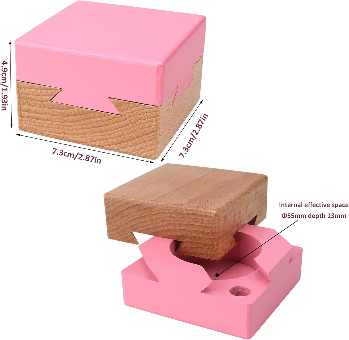 DC-BEAUTIFUL Impossible Dovetail Box Mini 3D Brain Teaser Wooden - Small Pink - image 3