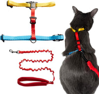 Travel Cat Harness and Bungee Leash Set, Large Cats, Kitten - Color Block