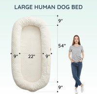 Orthopedic Human Dog Bed, with Faux Fur Washable Cover, Blanket - White / Cover (72x40x10) - image 2