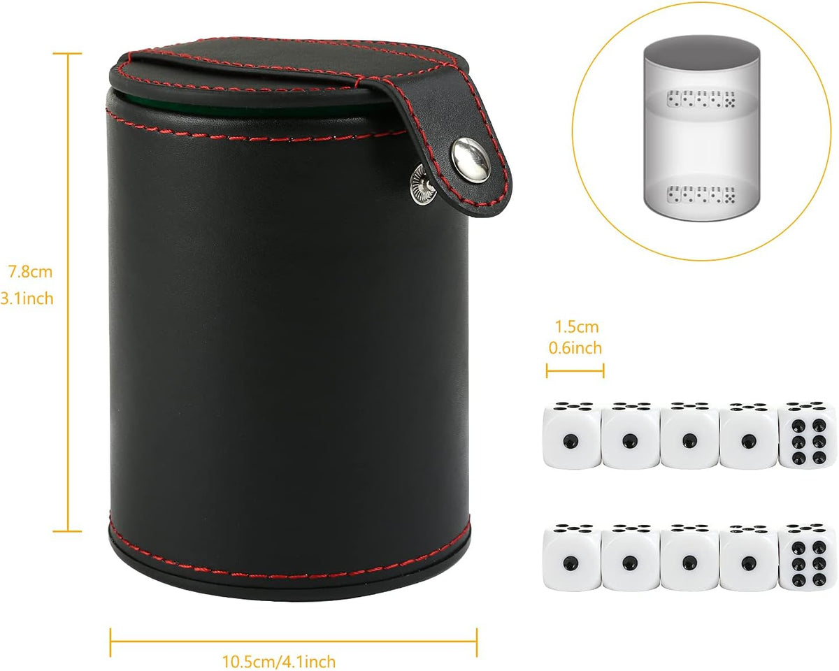 GWHOLE leather dice cup with soft lining and 10 transparent 16mm dice - view 10