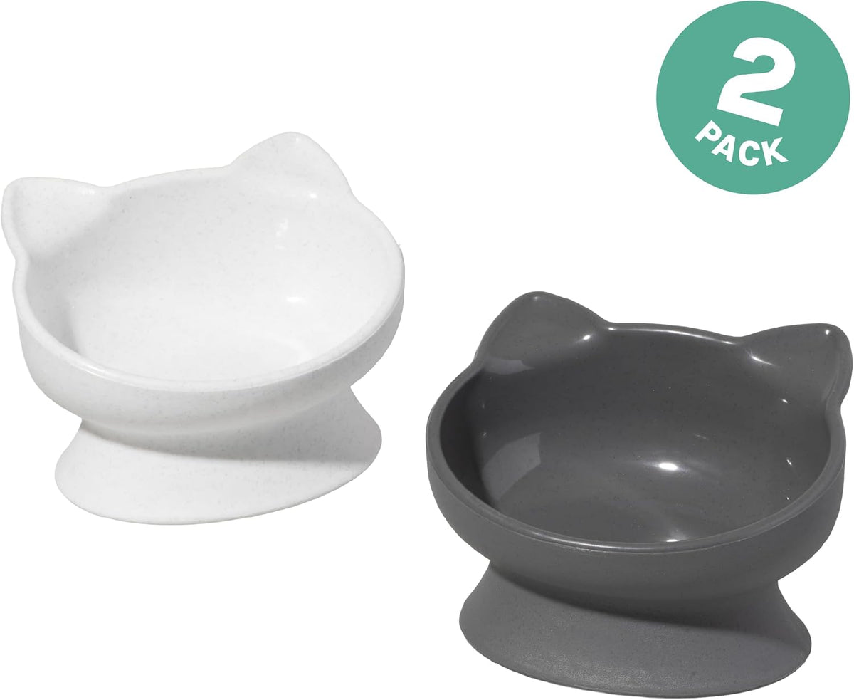 Kitty City Elevated Cat Bowls - White & Gray / Small - image 3