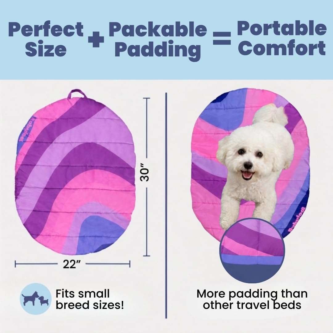 Travel Dog Bed, Foldable & Packable with Carry Bag, Black - Pink Horizon / Small - image 2