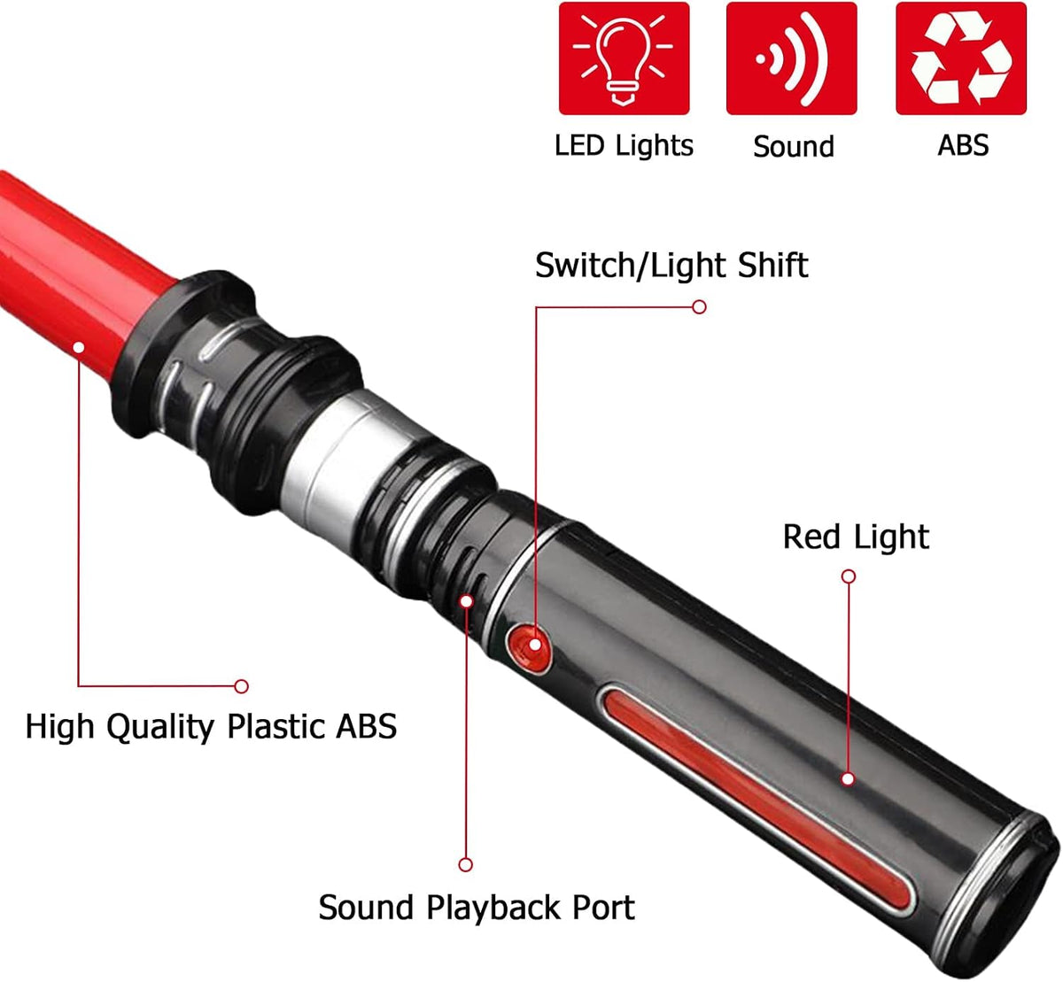 MIWIND expandable light up saber for kids with glowing LED blade and handle - view 2