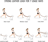 Multi Function 8ft Leather Dog Leash - Red / 8ft*1/2inch - image 2