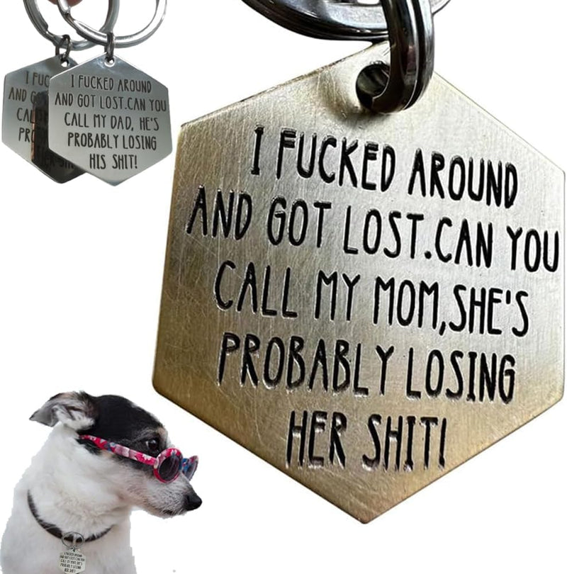 Funny Engraved Dog Tag, Pet Collar Charms ID Tags for Dogs Cats - Mom