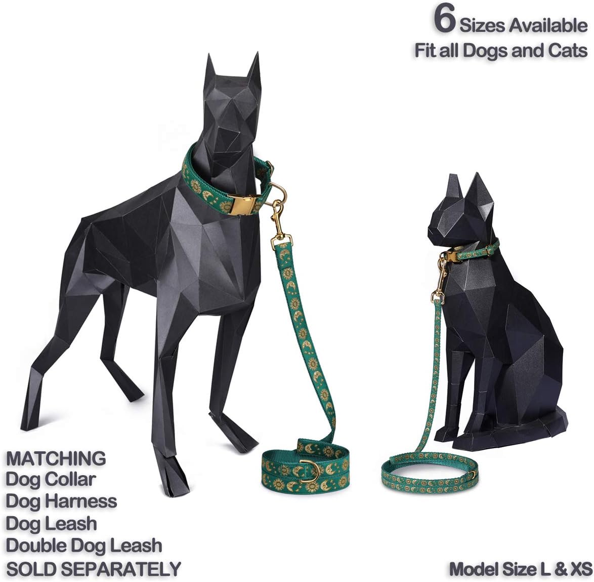 Cat Collar with Bell for Kittens & Cats, Moon & Stars Design – Essentials for Cats - Mallard Collar / X-Small (Pack of 1) - image 4