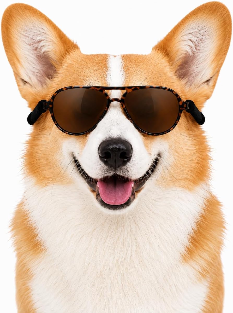 G010 Dog pet Costume Aviator Sunglasses for Medium Breeds – Essentials for Dogs - Tortoise brown / uv400 - image 2
