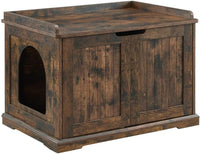 unipaws Cat Litter Box Enclosure Furniture - Rustic / No Top Open