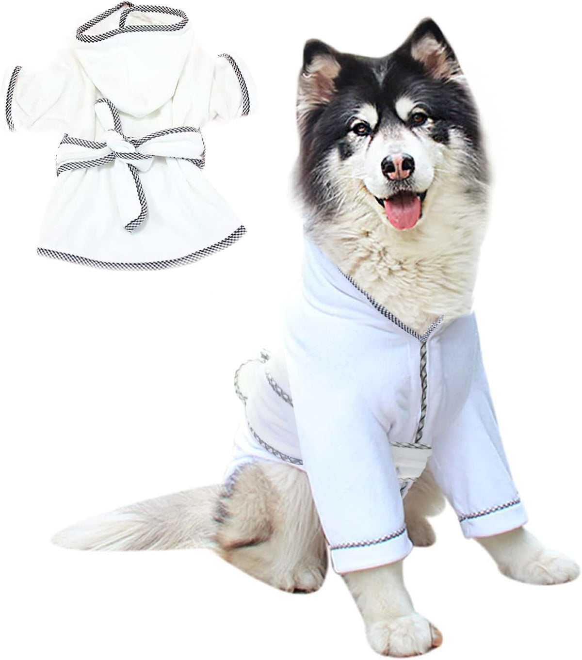 Dog Bathrobe, Microfiber Fast Drying Absorbent Hooded Bath Towel White for Puppy Small Medium Large - 2XL:50-75LB (1st Generation) / White