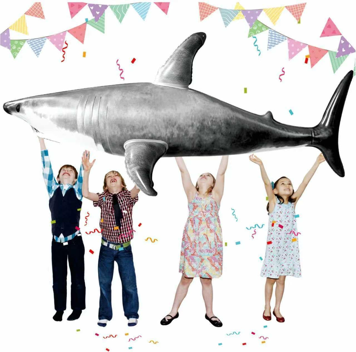 Huge Inflatable Shark Pool Toy - Gray