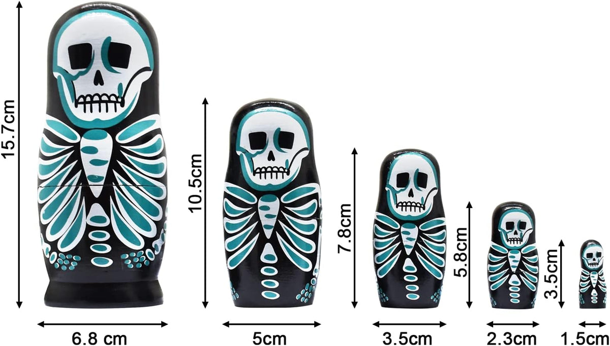 HYCLES Nesting Dolls Russian Matryoshka Wood Stacking Nested Set - ⑦ skeleton - image 2