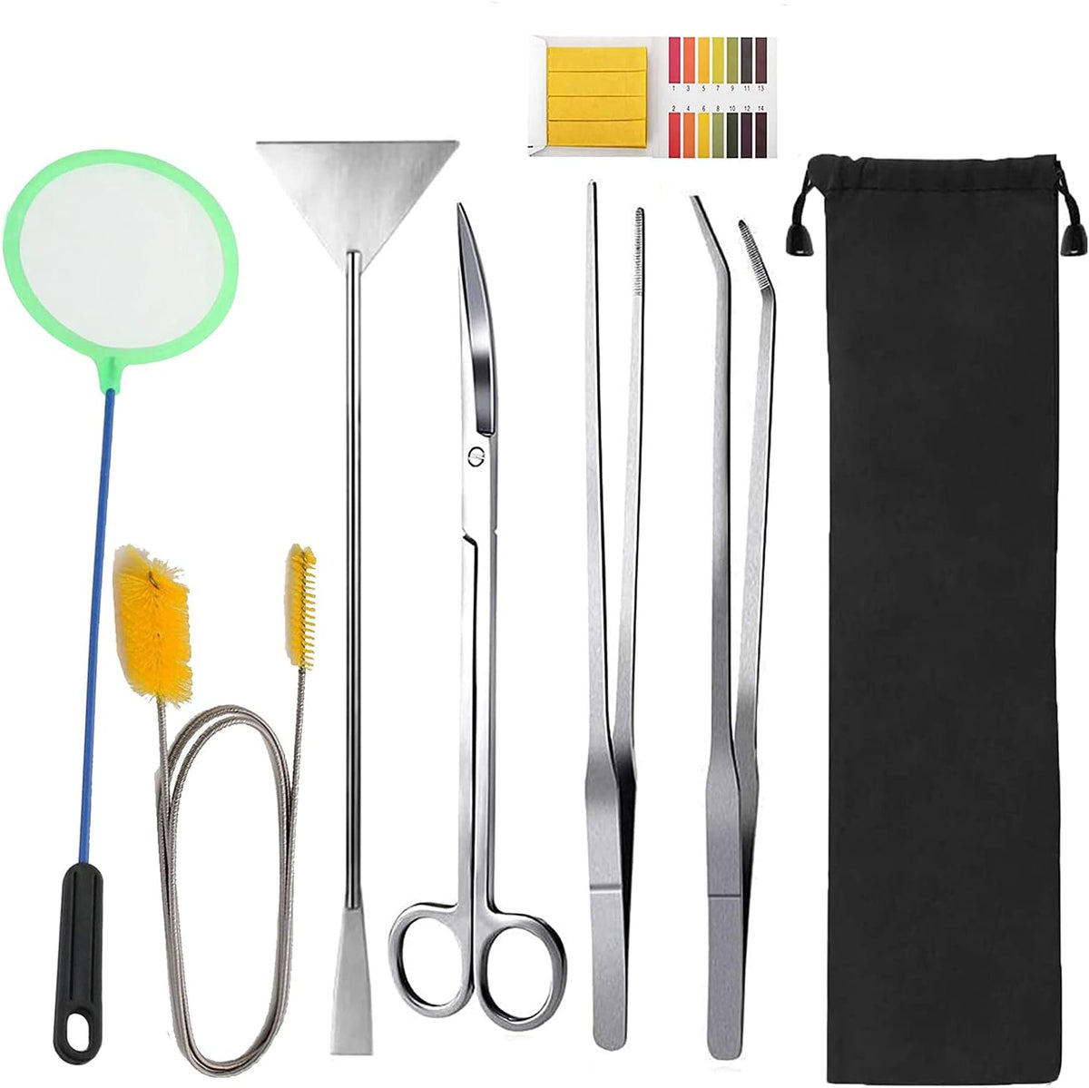 7 in 1 stainless steel aquarium aquascaping tool kit with tweezers and scissors
