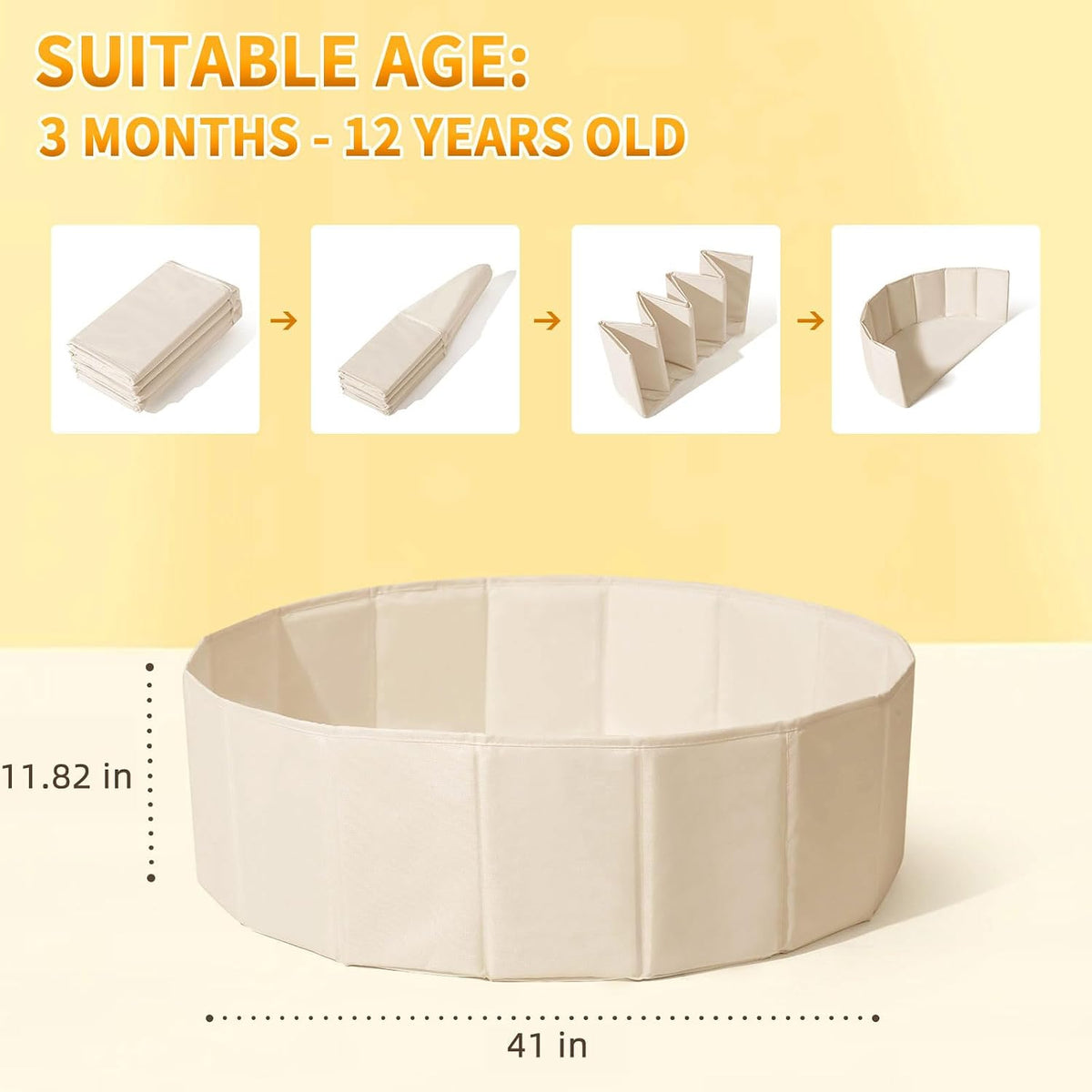 TRENDPLAY beige foldable ball pit play tent for kids, dogs and cats - view 5