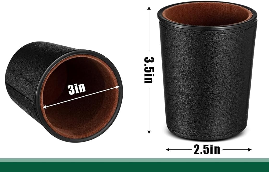 LoKii black and purple leather dice cups with felt lining and dot dice - view 19